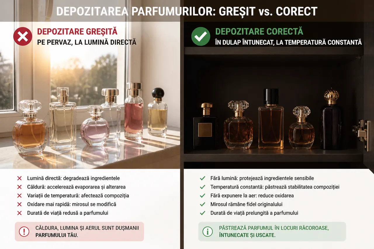 depozitare corectă parfum longevitate