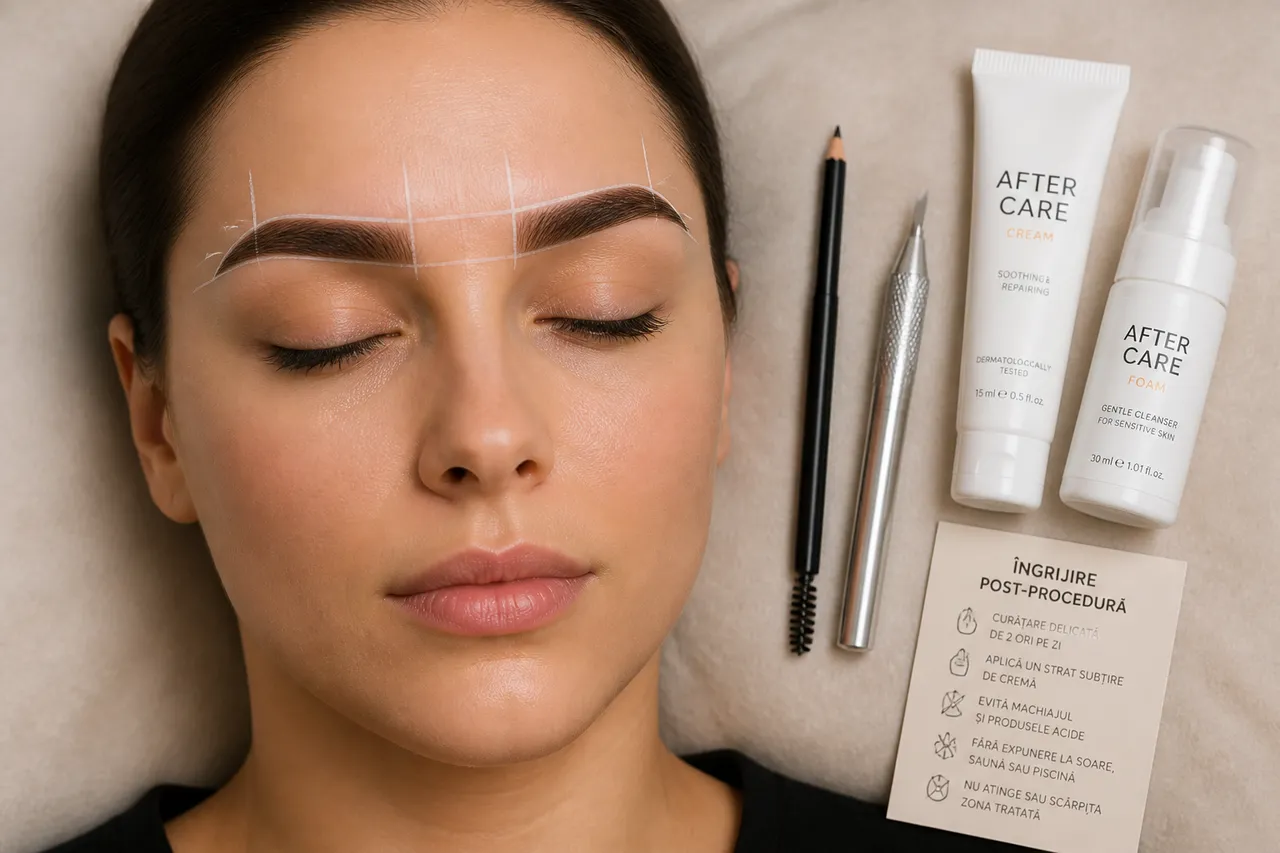 etapele procedurii de microblading pentru sprâncene rare