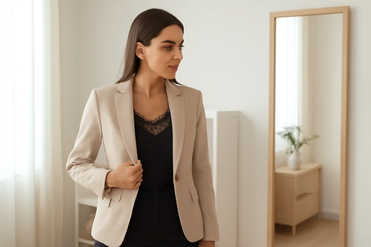 styling feminin cu lenjerie vizibilă și ținută echilibrată